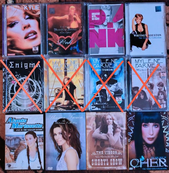 Музичні DVD, ліцензія : U-2, Elton John, Pink, The Rasmus, Cher, Kylie
