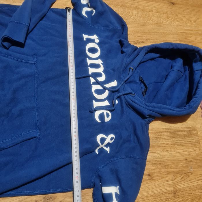 Abercrombie & Fitch niebieska bluza z kapturem r. S XS z napisem