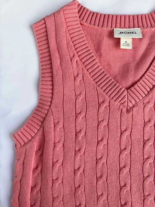 Sweter kamizelka swetrowa Monki 100% bawełna cotton różowy