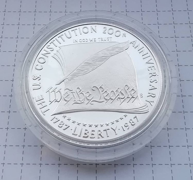 США 1 долар 1987р. СРІБЛО. ПРУФ. 200 років Конституції.