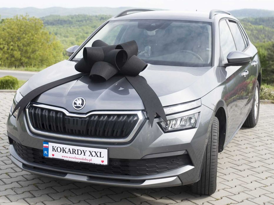 DUŻA Nowa Elegancka czerwona kokarda na auto samochód-PREZENT