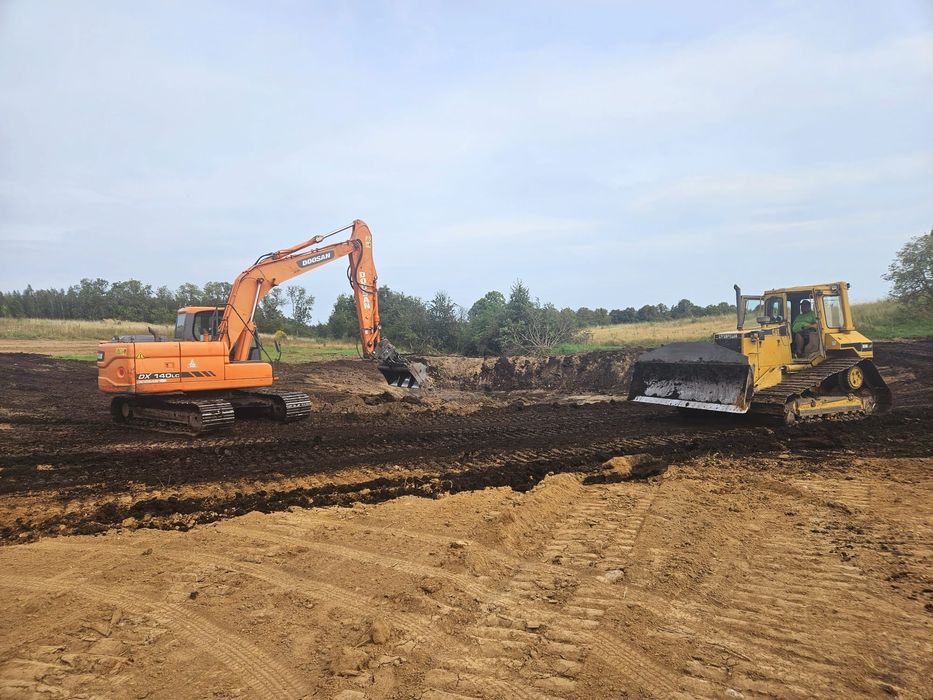 Wycinki drzew samosiejek prace roboty ziemne budowlane koparka wynajem