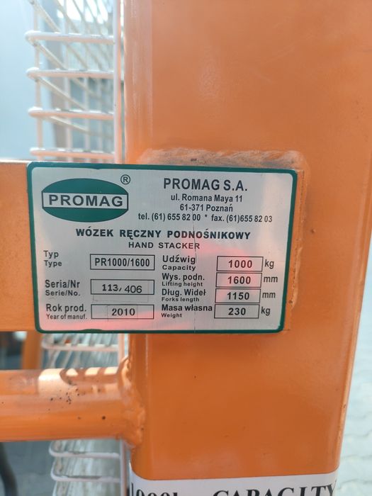 Wózek  ręczny podnośnikowy, jak nowy