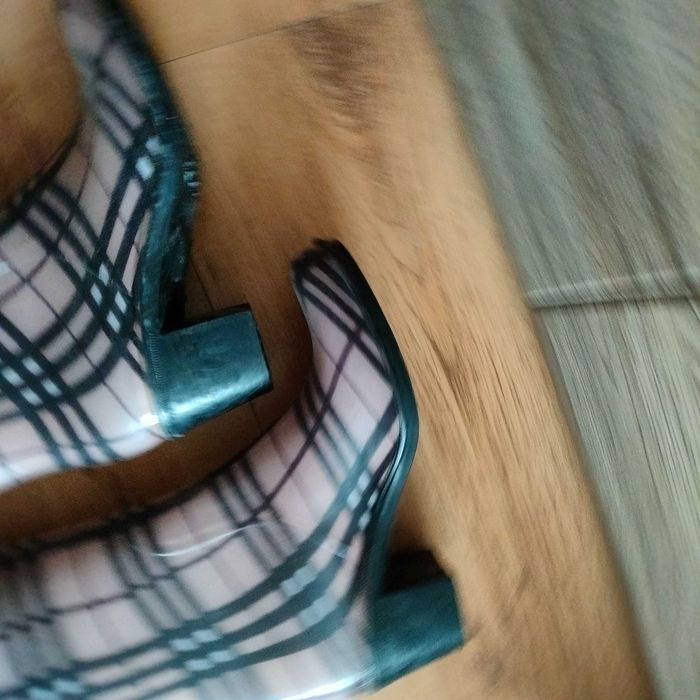 Kalosze w kratkę na obcasie 38, wysokie