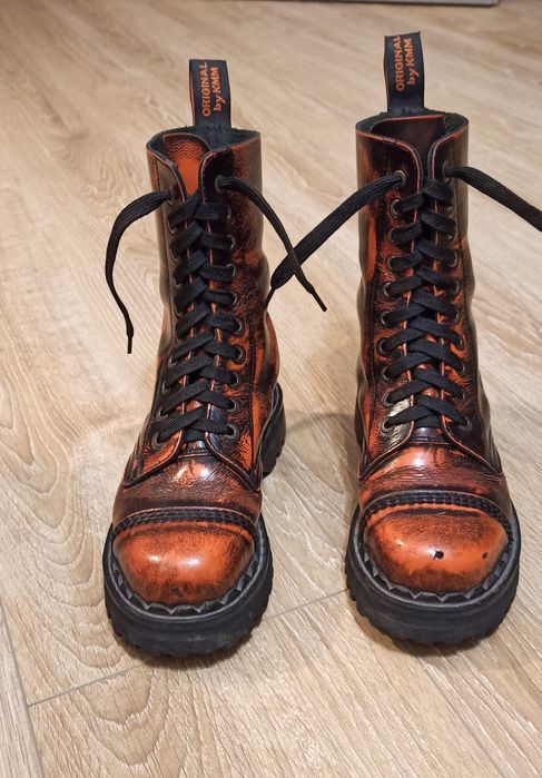 Glany KMM pomarańczowo-czarne, przecierane, rozm. 38, unisex