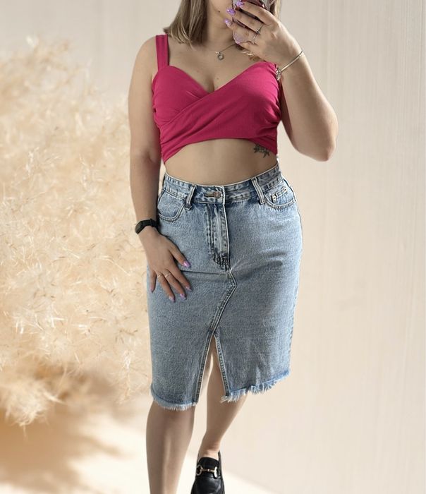 Różowy top przeplatany Zara 38 M