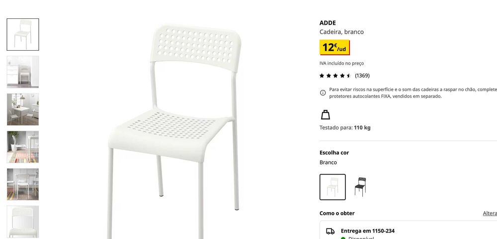 Mesa Redonda Branca com 4 Cadeiras