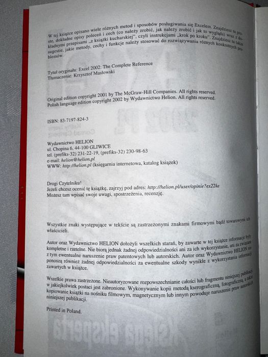 Książka Excel 2002 Księga eksperta