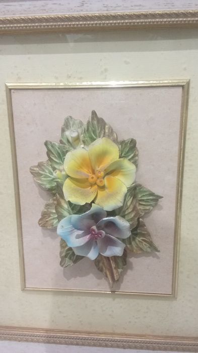 Quadro Flores em Alto Relevo. 3 Fotos.