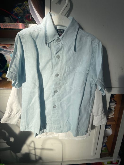 lniana koszula NEXT jasno niebieska