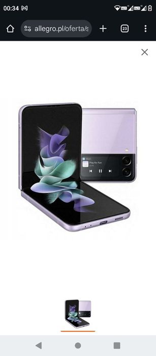 Samsung Galaxy z flip 3 jak nowy fioletowy 8/256