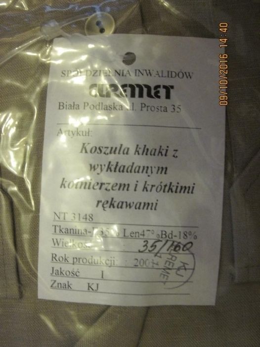 Koszule wojskowe koloru zielonego - lniane 2 sztuki