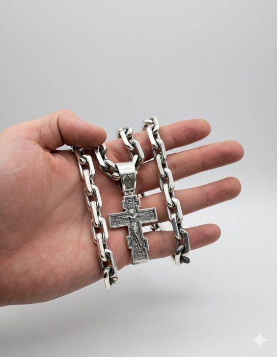 Срібний набір 220г ланцюжок хрестик цепочка серебряная крестик серебро