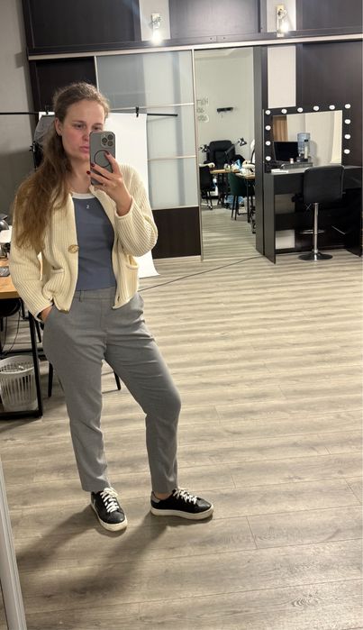Новые серые красивые женские штаны брюки палаццо класические Uniqlo