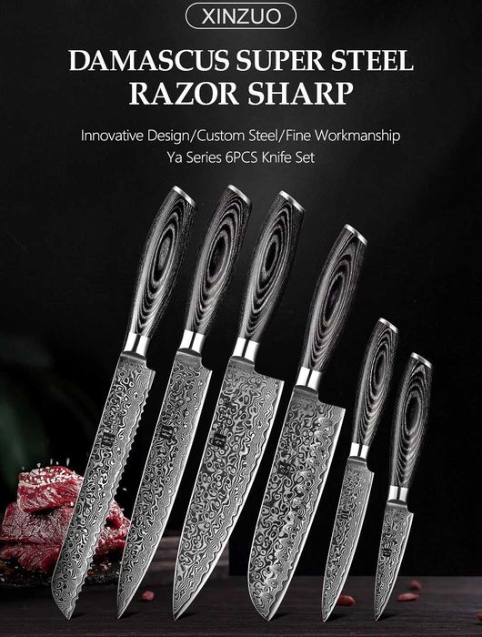 XINZUO кухонний ніж, 67 шари дамаської сталі. 5." Загальна довжина ( 246 мм.)