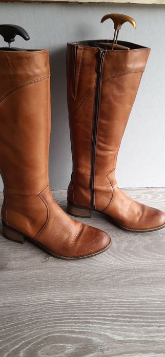 Kozaki Skóra naturalna w kolorze brązowym, rozmiar 39.