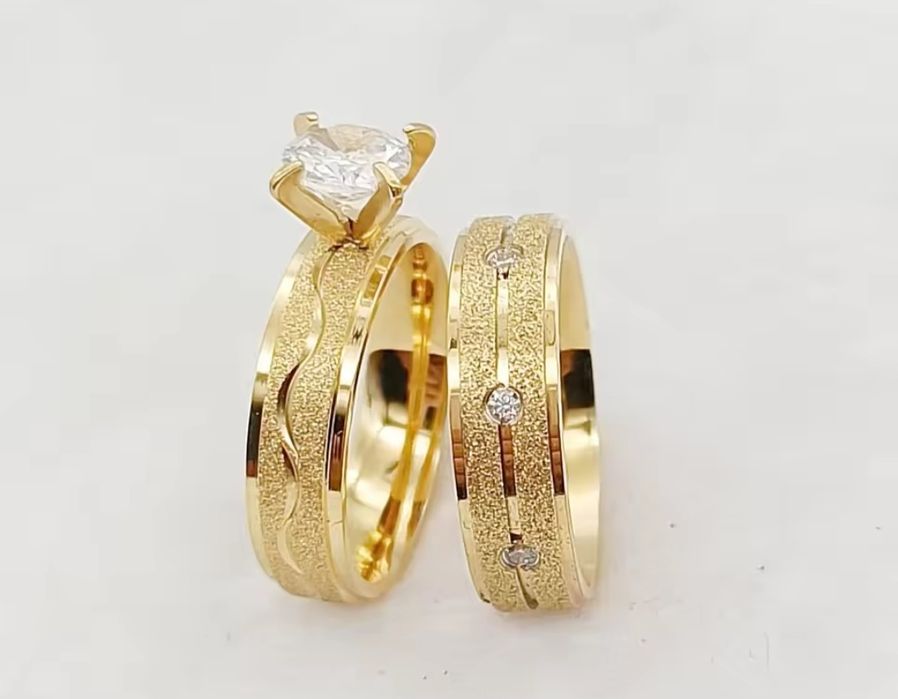 ZŁOTE OBRĄCZKI PARA  Stal chirurgiczna 316L WYPRZEDAŻ!!!