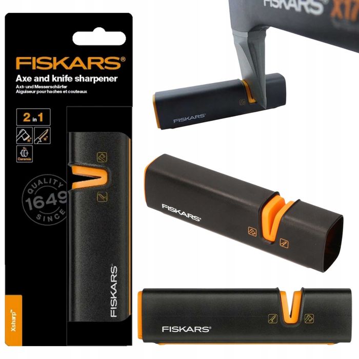 Ostrzałka Do Noży I Siekier Fiskars Edge Xsharp Czarna 2w1 Dwufazowa