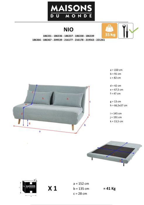 Sofa cama em bombazine