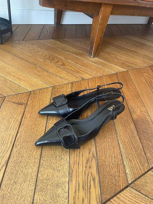 Туфлі Zara слінгбеки kitten heel шкіряні