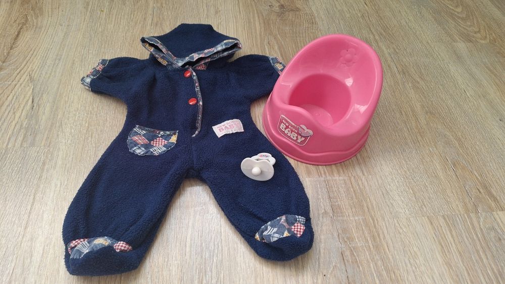 New born baby, аксесуари для ляльки, горшок, пустишка, комбінезон