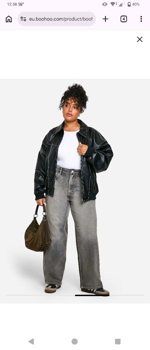 Casaco Bomber Oversized Preto Cabedal Vegan NOVO