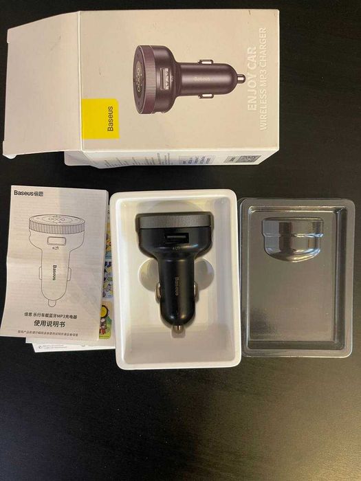 Nowy transmiter FM Baseus Bluetooth 5.0 MP3 + ładowarka 2xUSB