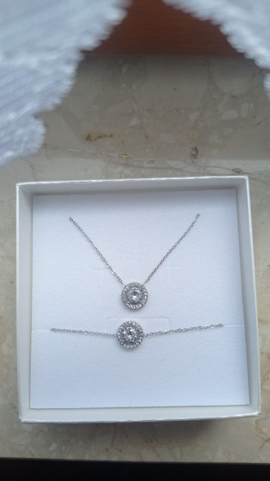 Vezzi biżuteria zestaw naszyjnik i bransoletka stal chirurgiczna