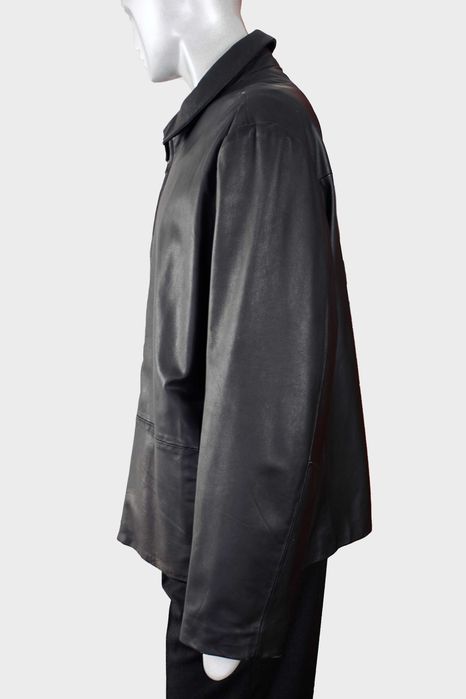 Шкіряна чорна класична чоловіча куртка, кожаная мужская куртка XL