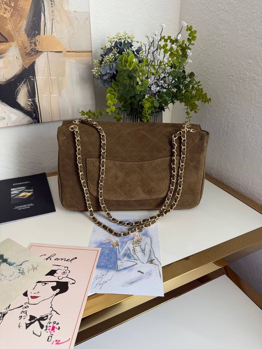 Сумка Chanel Maxi замшева хакі