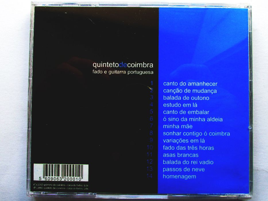 CD - Qunteto de Coimbra, Fado e Guitarra Portuguesa, raro, como novo