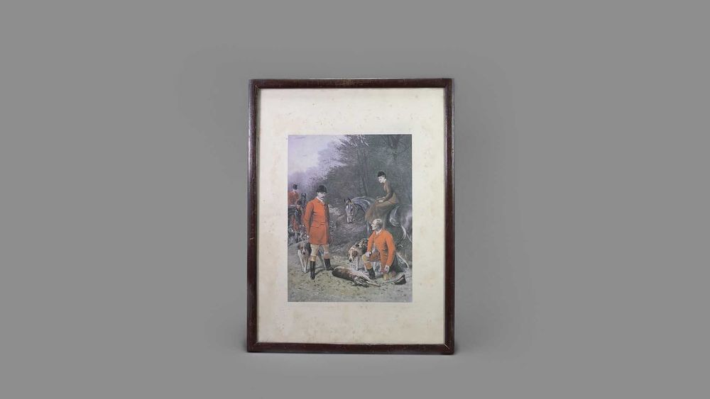 gravura inglesa clássica de caça à raposa