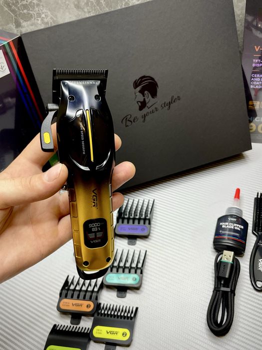 Машинка для стрижки VGR V-026 GOLD|LED|9000об/хв|Подарункова упаковка|