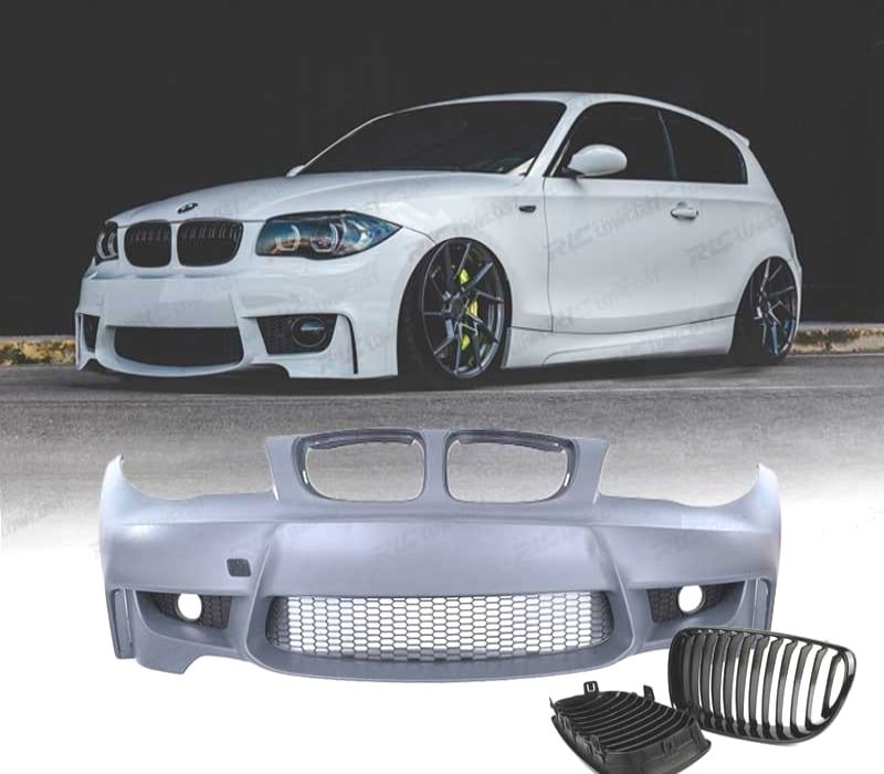 PARA-CHOQUES FRONTAL BMW E81 E87 04-11 LOOK 1M + GRELHAS FRONTAIS 1M PRETO BRILHANTE