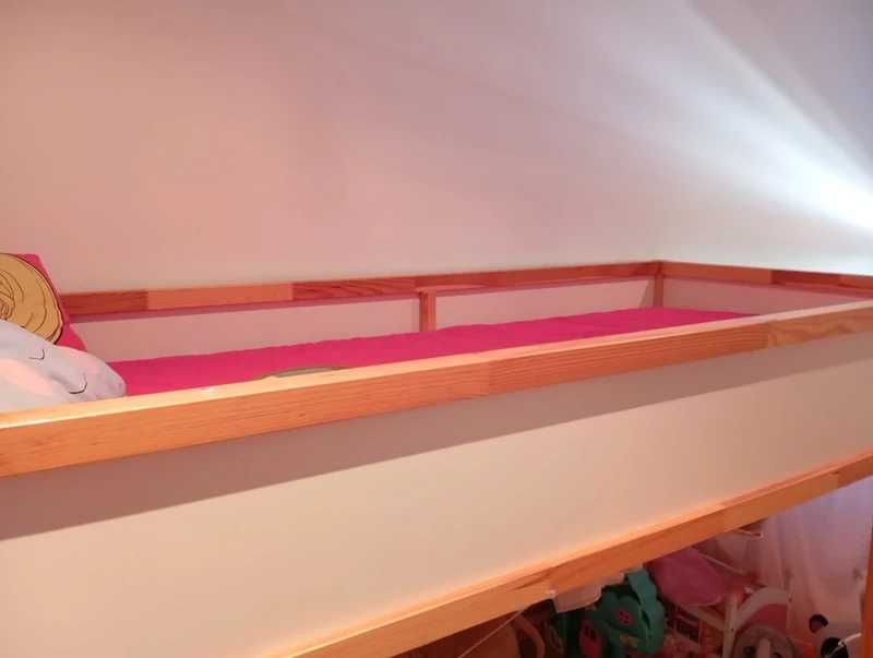 KURA Cama reversível pinho, 90x200 cm/ com Afjal Colchão de espuma