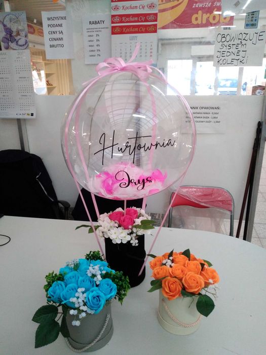 Balon przezroczysty transparentny 45cm z patykiem 10szt