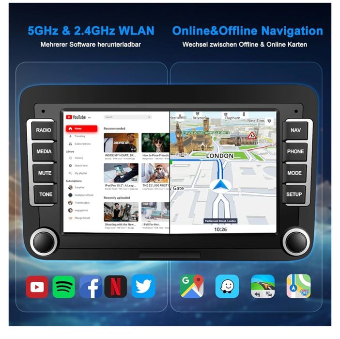 Автомагнітола Lehwey /bluetooth/ з екраном/навігація/android