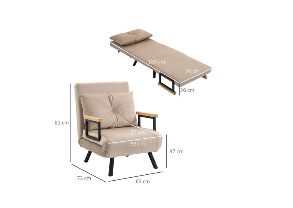 Poltrona Convertível em Cama HOMCOM