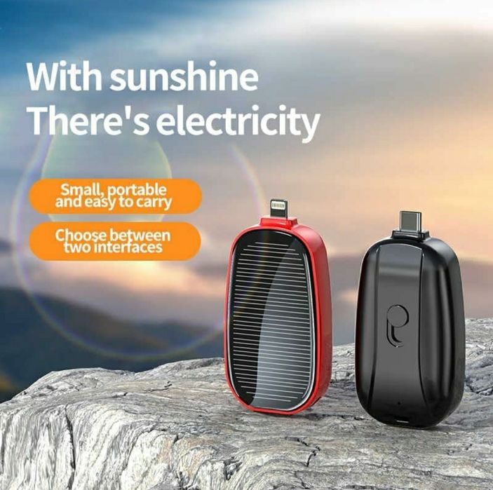 Powerbank solar mini - impermeável - chaveiro. 1200mha