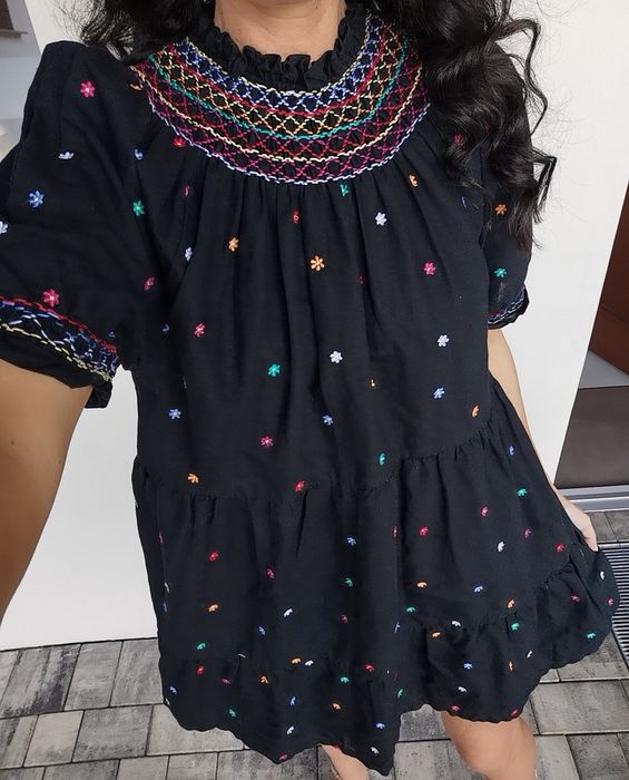 Sezane Lniana Sukienka Damska D boho