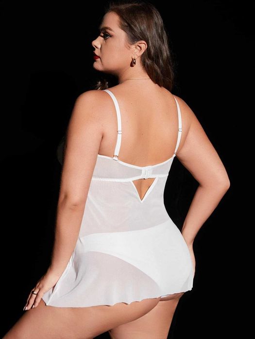 Женский бело-зеленый пеньюар