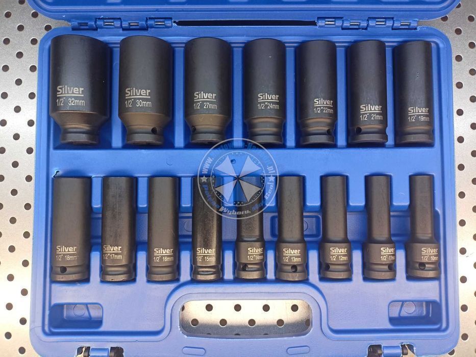 Nasadki udarowe 6-kątne Długie 1/2 10-32mm 16el nasadki udarowe długie