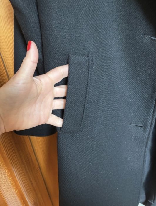 Płaszcz czarny, zara, wełna, rozm. S/M, Zara, nowy wełniany