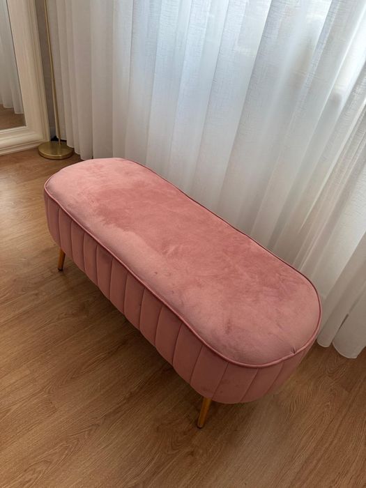 Banqueta veludo rosa