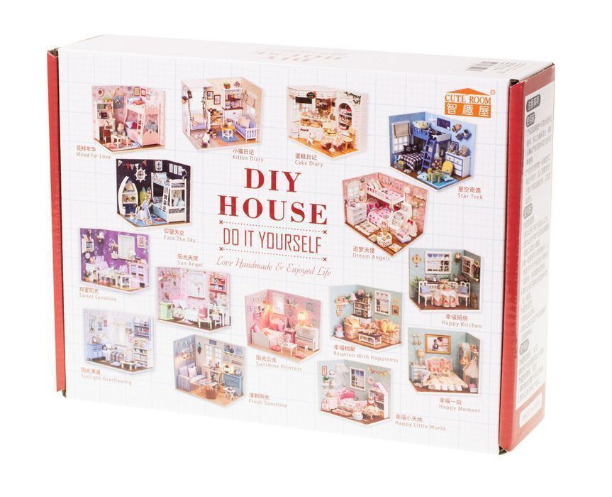 DIY Miniaturowy Domek dla Lalek Drewniany Model 3D do Złożenia Dom LED