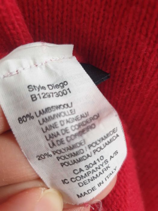 Sweter Cottonfield czerwony wełniany L męski