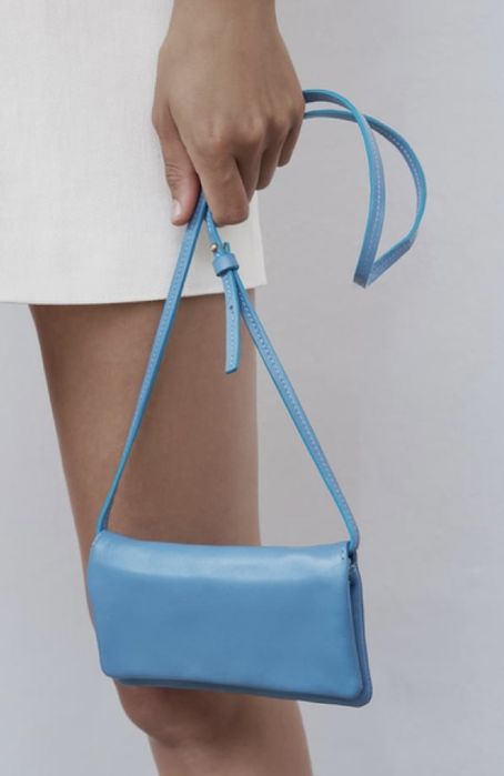 Сумка кросбоді - клатч Zara шкіряна блакитного кольору
