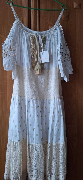 Sukienka boho biała, midi roz. XL