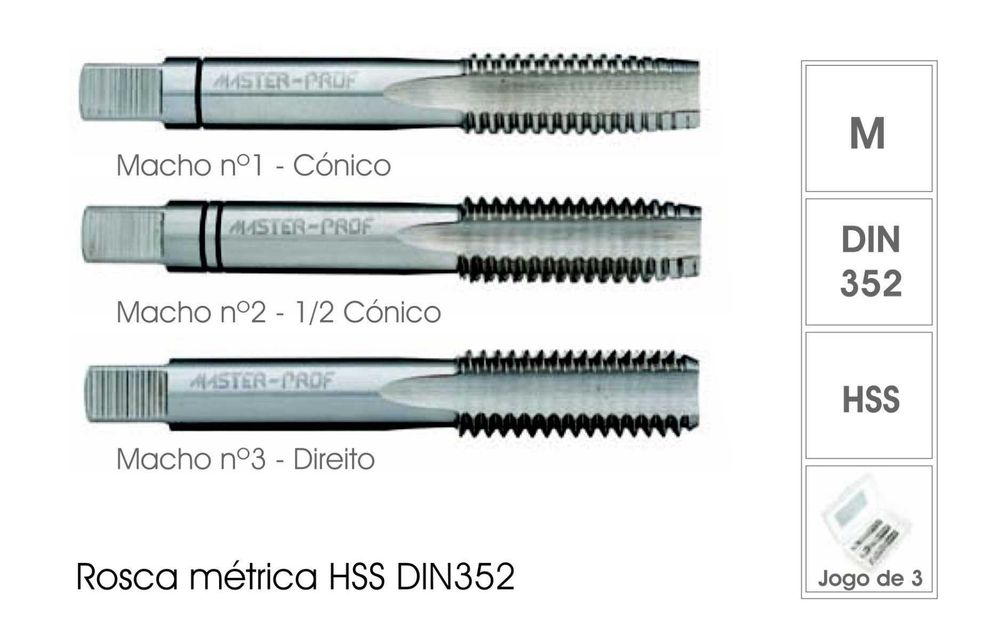 Jogos Machos Métricos e de Polegada e Desandador  HSS