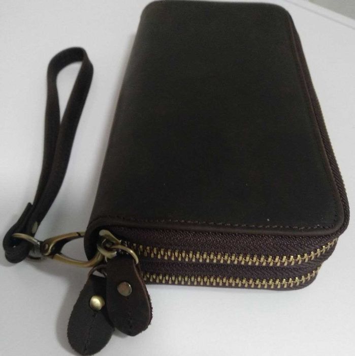 Клатч кожаный, вместительный, большой, стильный, удобный